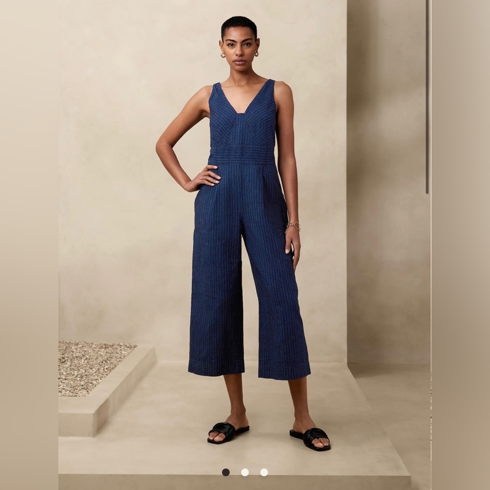 NWT Banana Republic Factory Cropped Linen-Cotton Jumpsuit